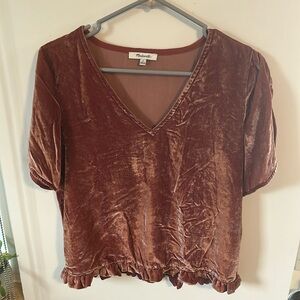 Madewell crushed velvet split sleeve